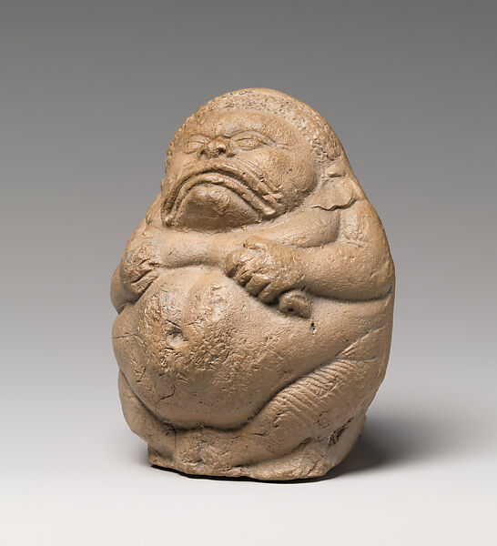 Rattle in the Form of a Crouching Yaksha (Male Nature Spirit), Terracotta, India (West Bengal,Chandraketugarh)