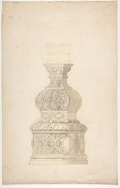Design from the Workshop of Froment-Meurice, Workshop of Jacques-Charles-François-Marie Froment-Meurice (French, 1864–1948), Graphite, pen and black ink, brown wash 