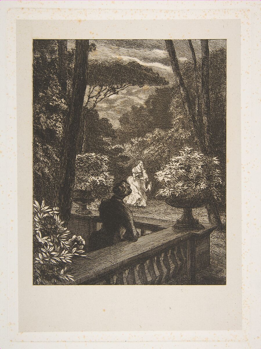 Scène dans un parc, le soir, Félix Bracquemond (French, Paris 1833–1914 Sèvres), Etching 