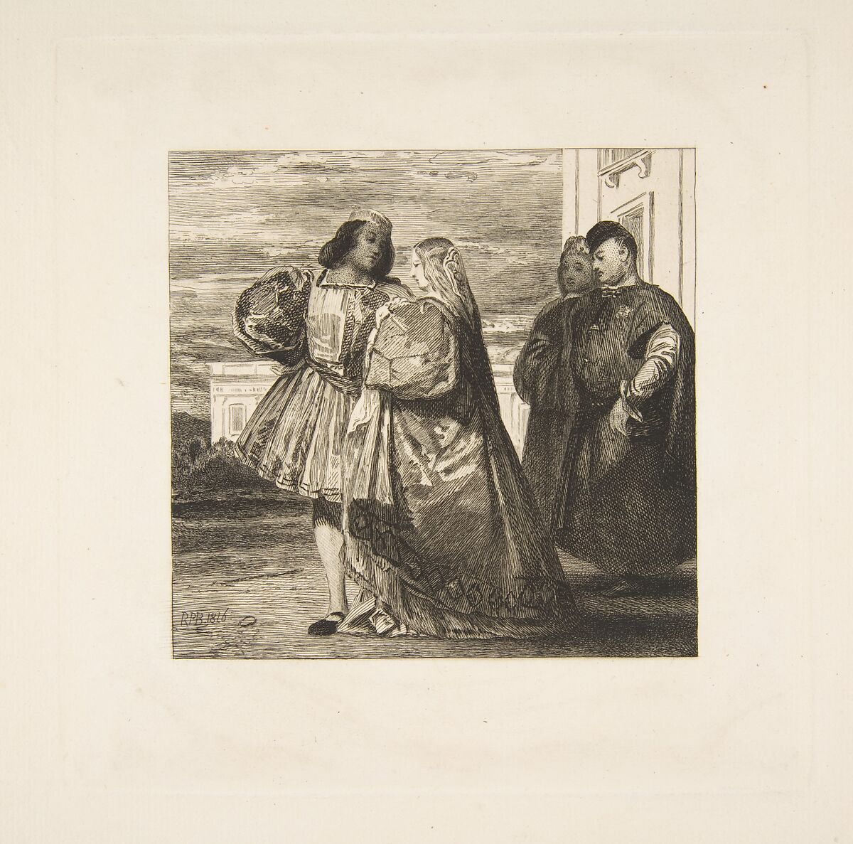 Promenade vénitienne (Venetian Promenade), Félix Bracquemond (French, Paris 1833–1914 Sèvres), Etching on laid paper 