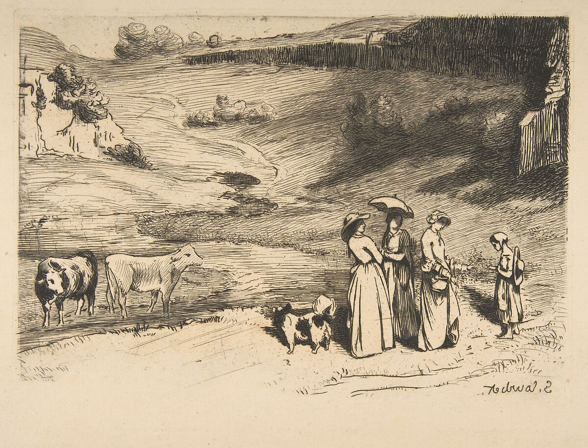 Les Demoiselles de village, Félix Bracquemond (French, Paris 1833–1914 Sèvres), Etching; third state of three 