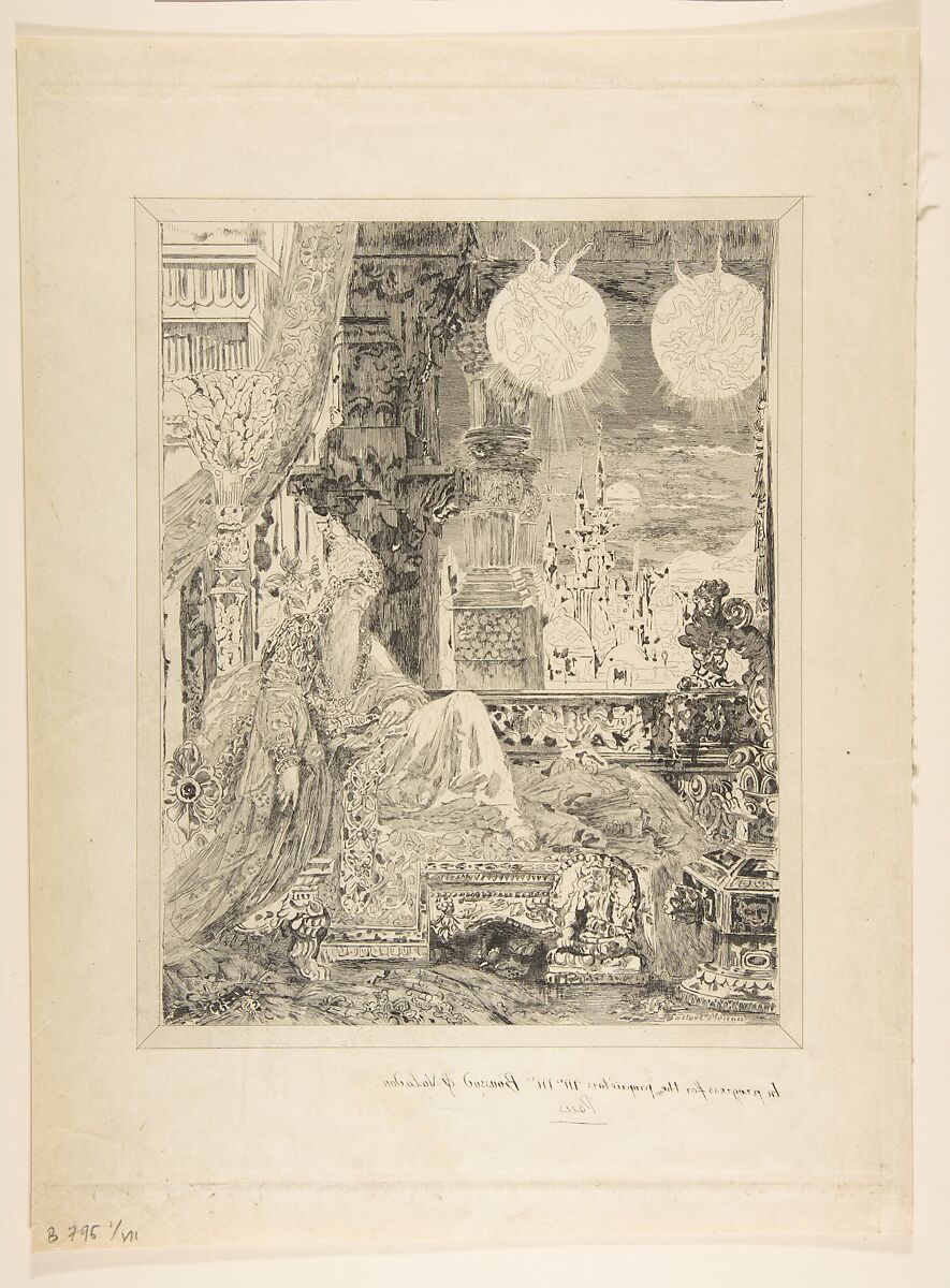 Le Songe d'un habitant du Mogol, Félix Bracquemond (French, Paris 1833–1914 Sèvres), Etching; first state of seven 