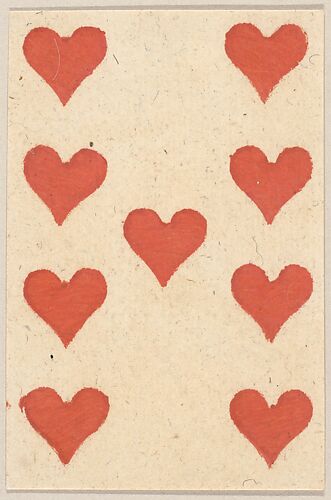 Nine of Hearts, from a Set of Piquet Cards