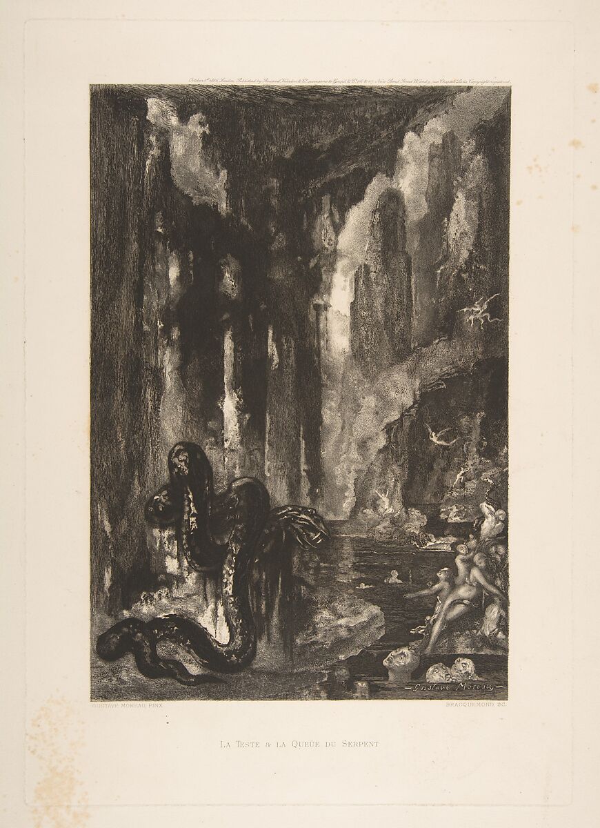 La Tête et la queue du serpent, Félix Bracquemond (French, Paris 1833–1914 Sèvres), Etching; seventh state of seven 