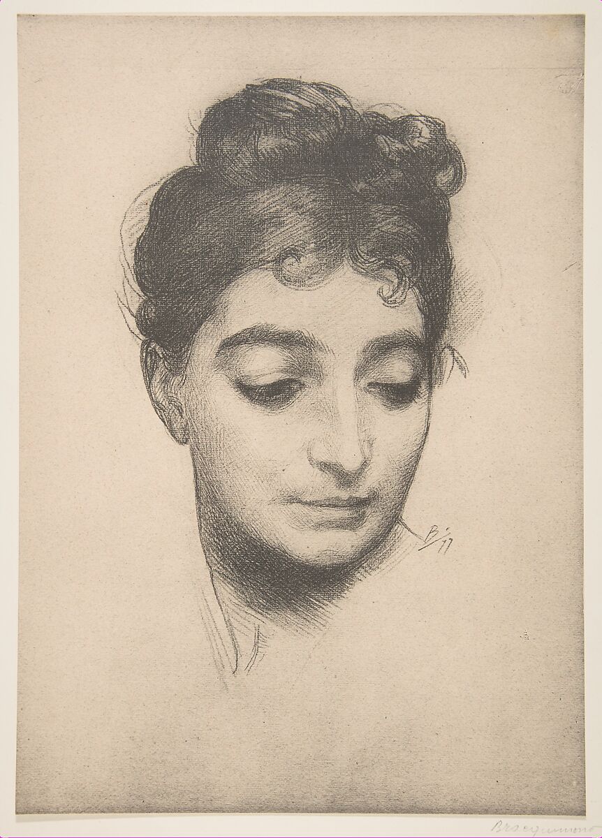 Woman's Head, from "L'Estampe Moderne", Félix Bracquemond (French, Paris 1833–1914 Sèvres), Photolithograph 