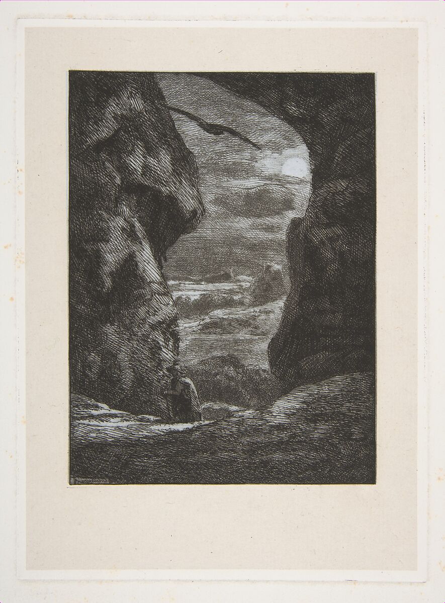 Adieu aux Karpatz, Félix Bracquemond (French, Paris 1833–1914 Sèvres), Etching on chine collé; first state of two 