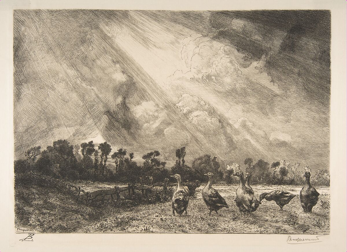 La Nuée d'orage, Félix Bracquemond (French, Paris 1833–1914 Sèvres), Etching, drypoint; second state of eleven 