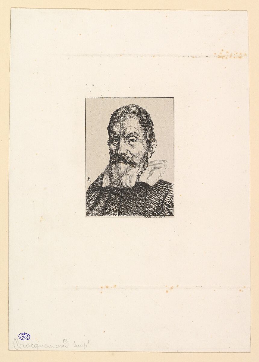 Galilée, Félix Bracquemond (French, Paris 1833–1914 Sèvres), Etching; first state of two 