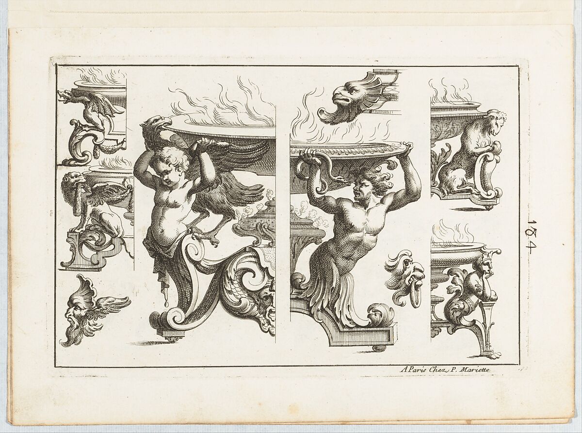 Desseins de Brasiers dont les Ornements peuuent Seruir aux Cuuettes, Tables, et autres Ouurages d'Orfeurerie, Alexis Loir (French, 1640–1713), Etching