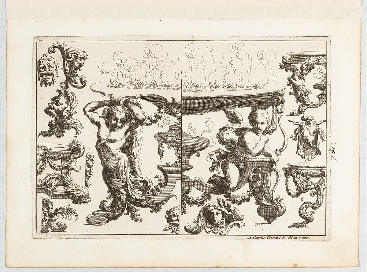 Desseins de Brasiers dont les Ornements peuuent Seruir aux Cuuettes, Tables, et autres Ouurages d'Orfeurerie, Alexis Loir (French, 1640–1713), Etching