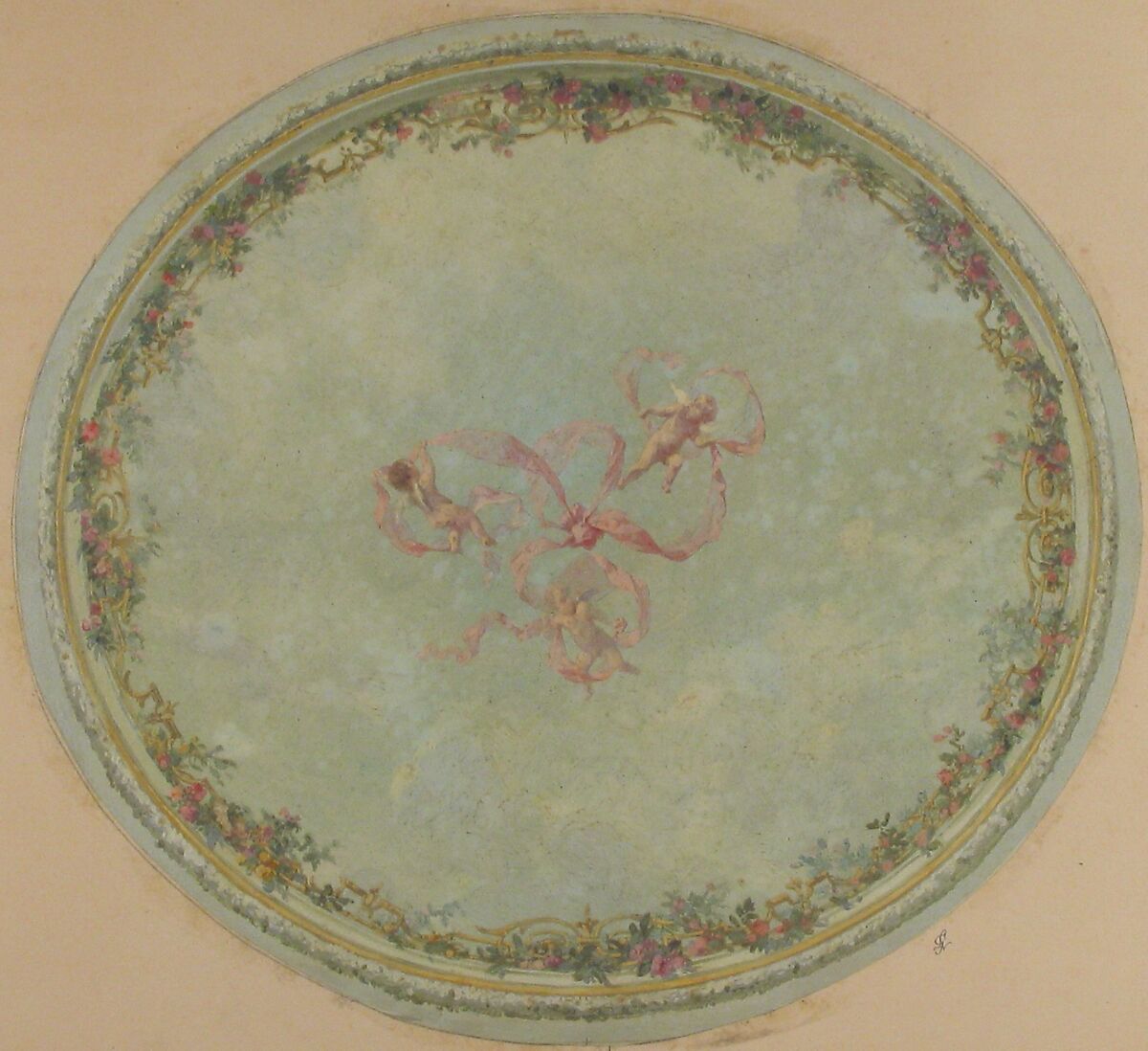 Ceiling Design for the Pless Chateau, Silesia, Jules-Edmond-Charles Lachaise (French, died 1897), Gouache