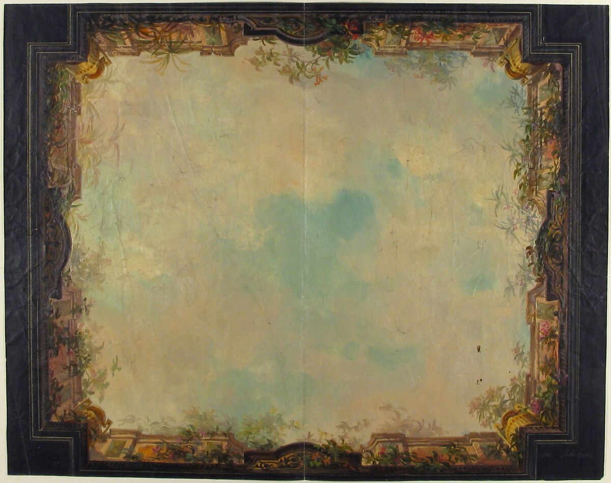 Design for a decorated ceiling in a house on the rue Matignon, Jules-Edmond-Charles Lachaise (French, died 1897), Gouache on laid paper