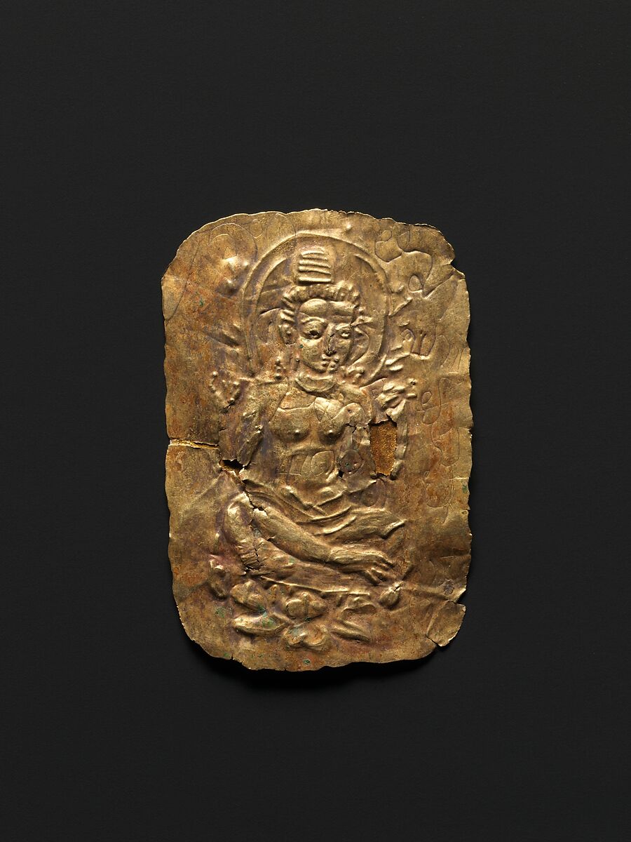 Votive Plaque with Seated Bodhisattva, Gold sheet, Thailand 