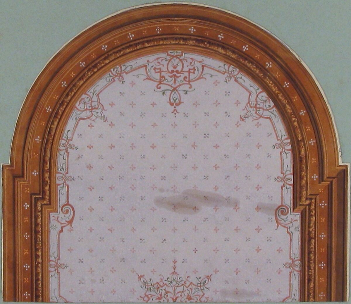 Design for ceiling decoration in a house on the Boulevard Haussmann, Jules-Edmond-Charles Lachaise (French, died 1897), Pen and ink, watercolor on wove paper