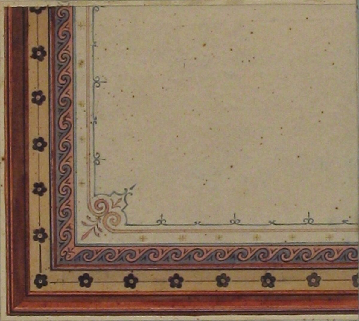Design for the decoration of a ceiling, Jules-Edmond-Charles Lachaise (French, died 1897), Pen and ink and watercolor on wove paper