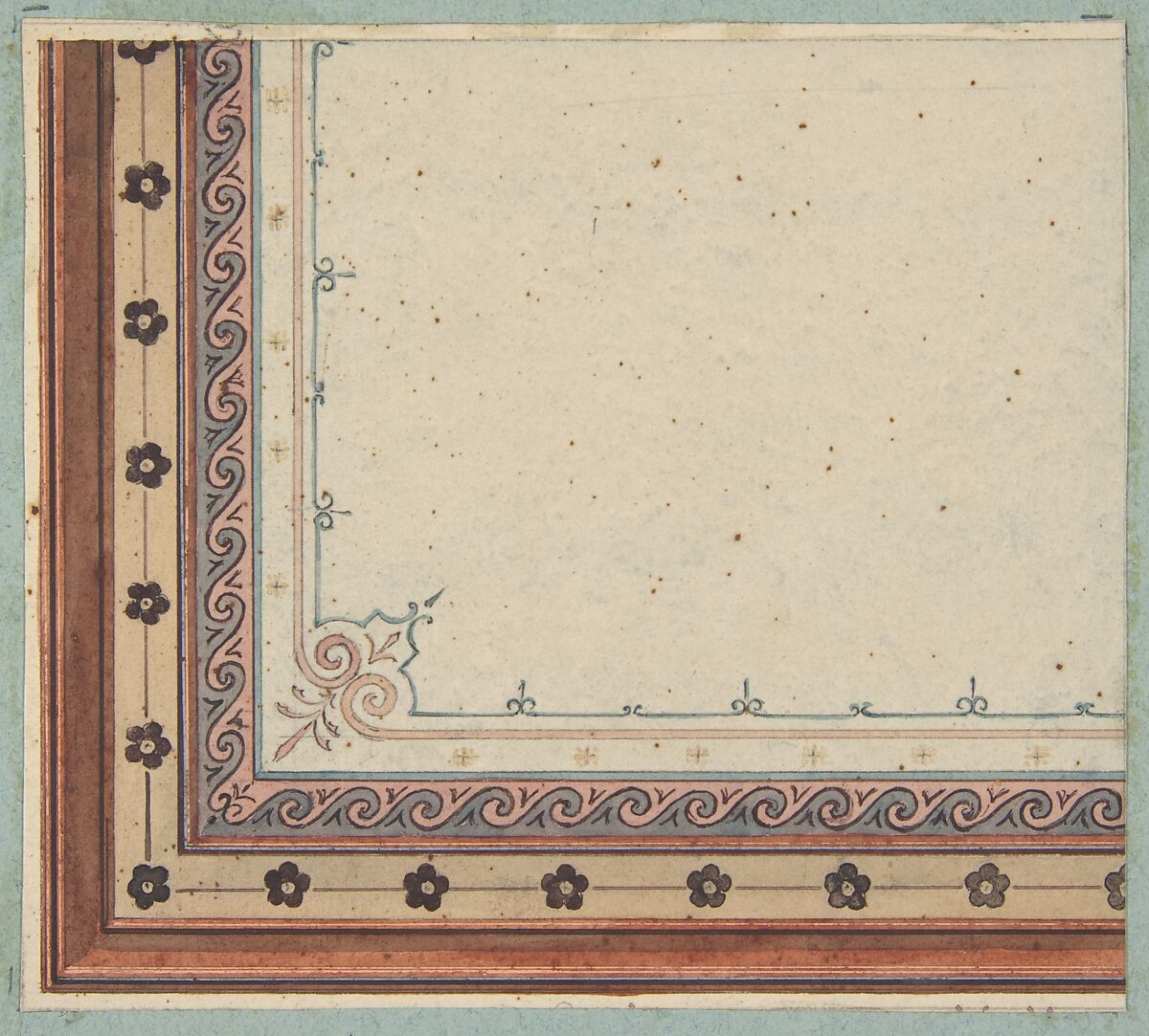 Design for the decoration of a ceiling, Jules-Edmond-Charles Lachaise (French, died 1897), Pen and ink and watercolor on wove paper 