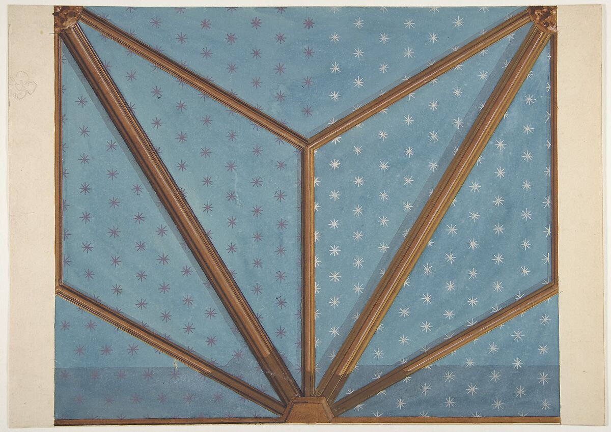 Design for the decoration of a ceiling, Jules-Edmond-Charles Lachaise (French, died 1897), watercolor and gouache over graphite on wove paper 