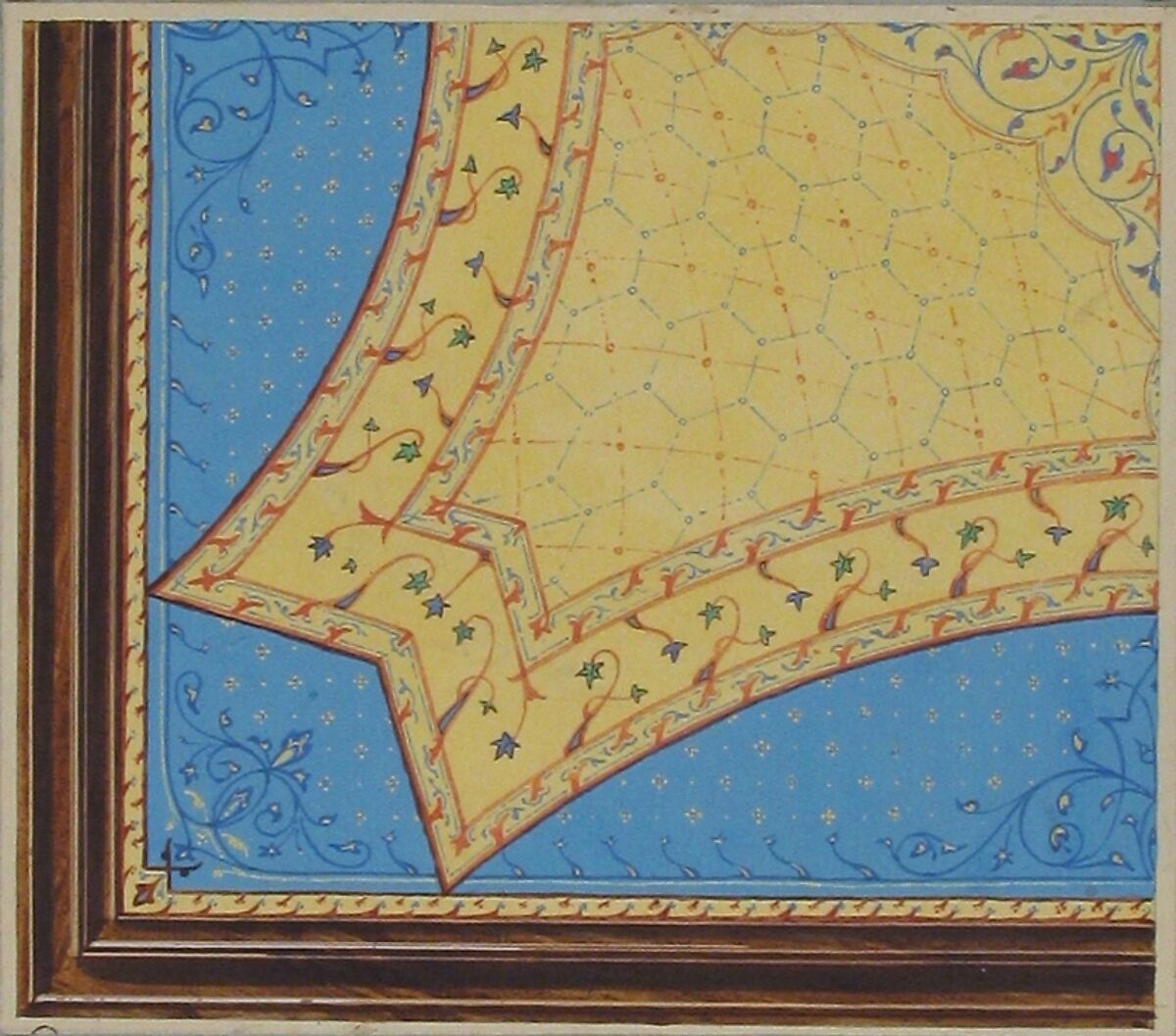 Design for the painted decoration of a ceiling, Jules-Edmond-Charles Lachaise (French, died 1897), watercolor and gouache on laid paper