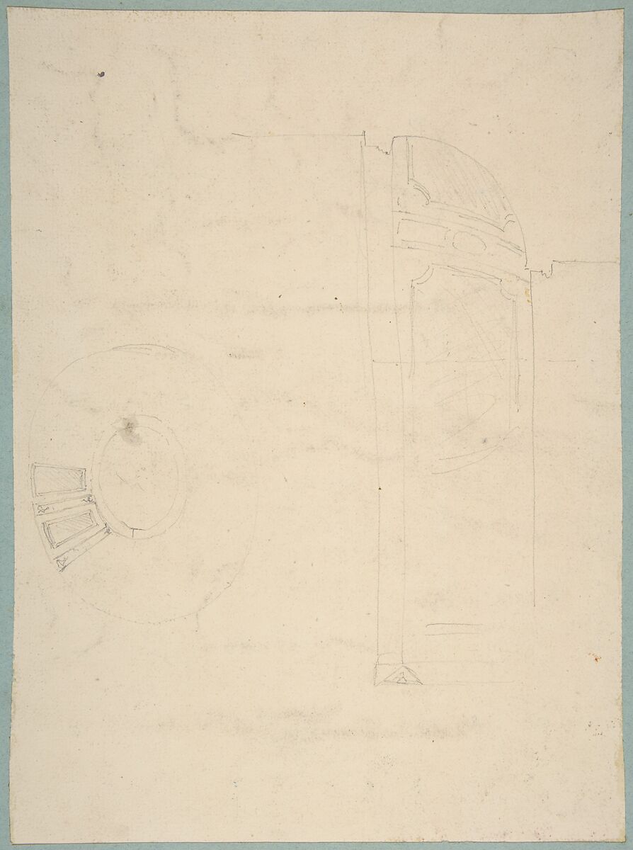 Design for the decoration of wall with wood panels and arched bays, Jules-Edmond-Charles Lachaise (French, died 1897), graphite, pen and ink, watercolor, gouache, and gold paint