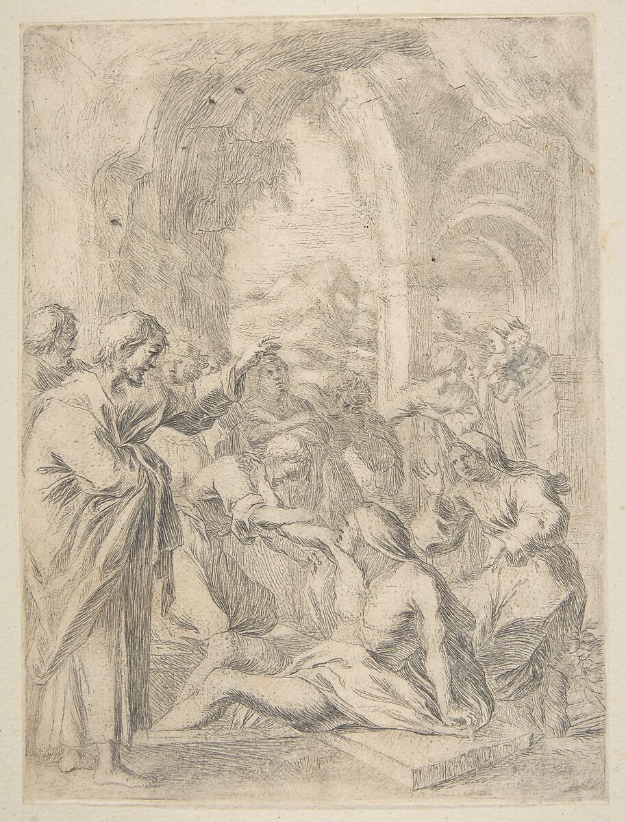 Raising of Lazarus, Attributed to Laurent de La Hyre (French, Paris 1606–1656 Paris), Etching 