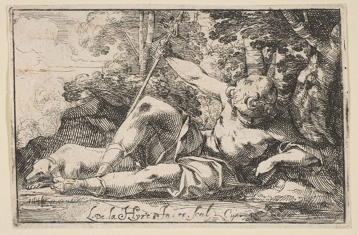 Narcissus, Laurent de La Hyre (French, Paris 1606–1656 Paris), Etching 