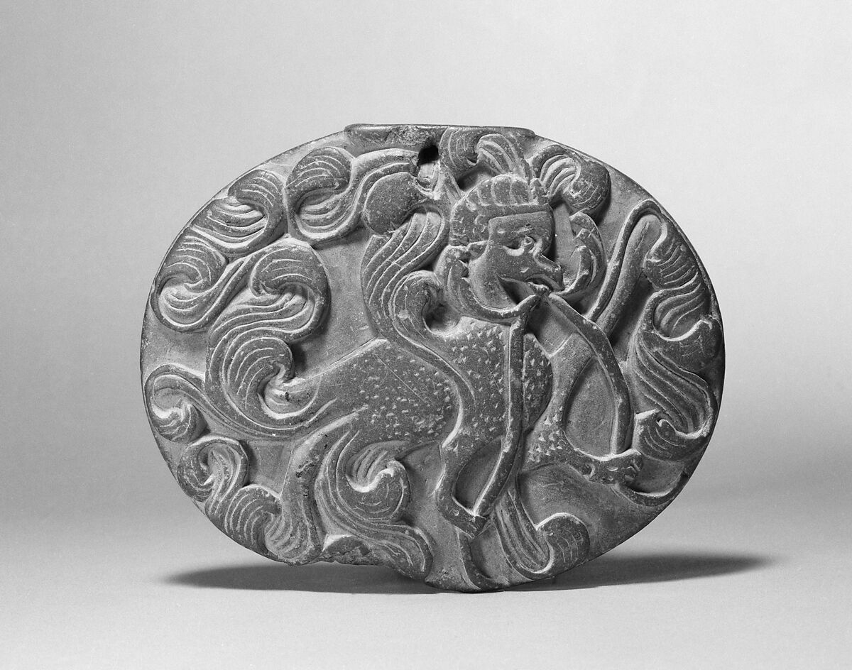 Box Lid with a Phoenix, Schist, Pakistan (ancient region of Gandhara) 