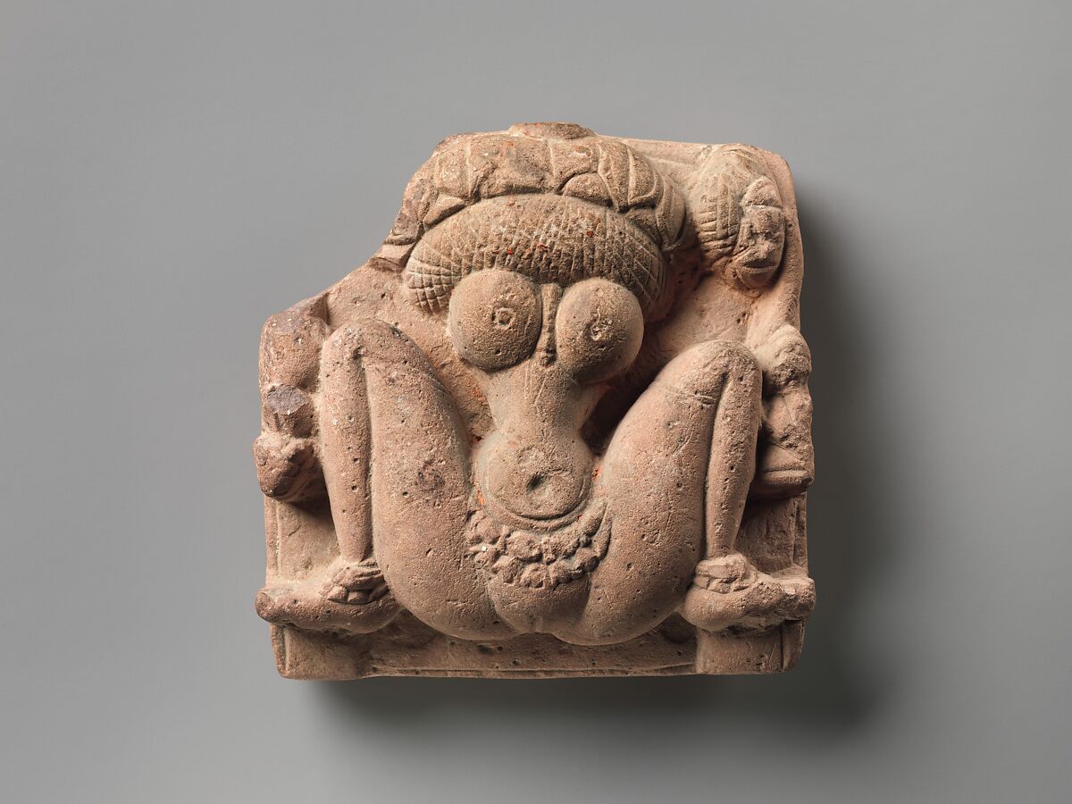 Lotus-Headed Fertility Goddess Lajja Gauri, Sandstone, India (Madhya Pradesh) 