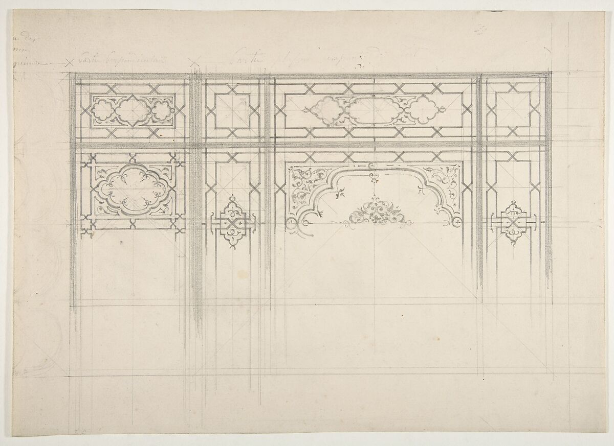 Design for the decoration of a ceiling, Jules-Edmond-Charles Lachaise (French, died 1897), graphite on wove paper 