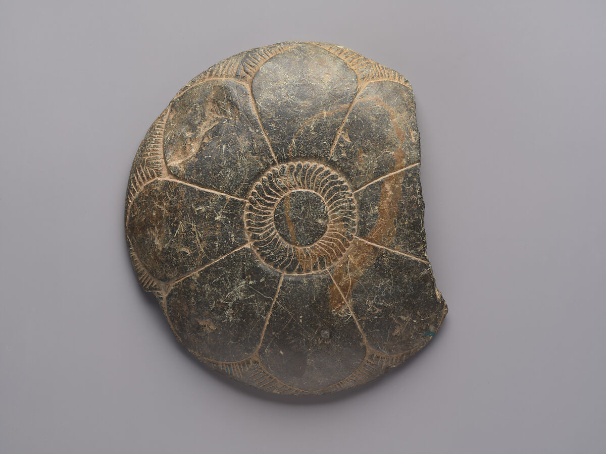 Dish with Drunken Herakles Embracing Two Women, Schist, Pakistan (ancient region of Gandhara)