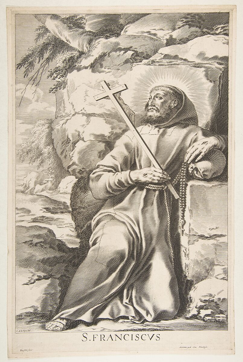 St. Francis, Gilles Rousselet (French, Paris 1614–1686 Paris), Engraving; second state of two (Nagler) 