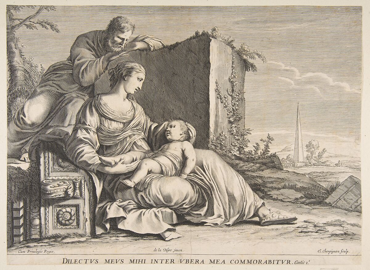 Holy Family, Claude Cherpignon, Engraving 