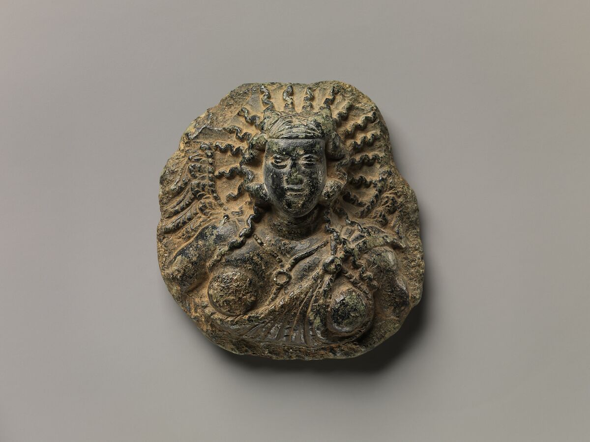 Roundel with a Winged Female Deity, Schist, Pakistan (ancient region of Gandhara) 