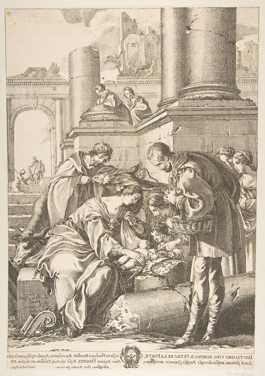 Adoration, François Chauveau (French, Paris 1613–1676 Paris), Etching; counterproof 