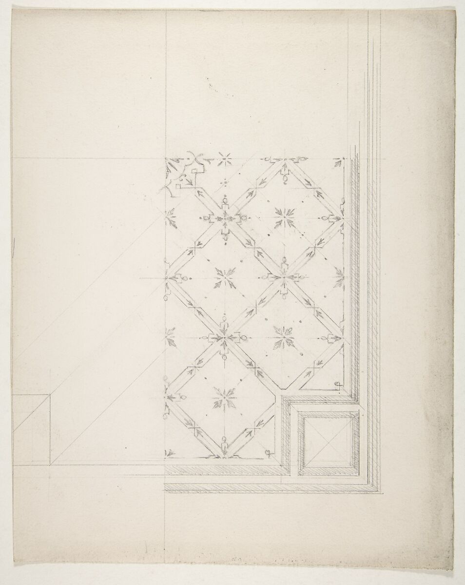 Partial design for the decoration of a ceiling, Jules-Edmond-Charles Lachaise (French, died 1897), graphite on wove paper 