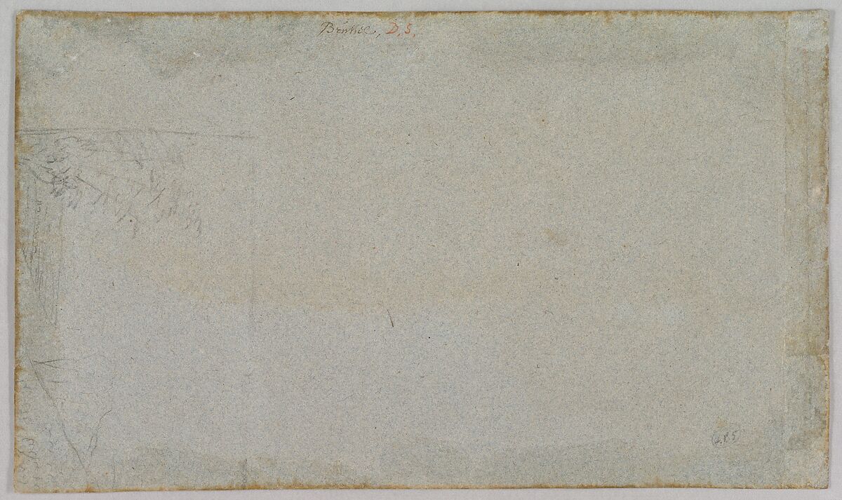 A View of Brussels from the South, with the Halle Gate at Center; verso: Landscape Sketch, Daniël Schellinks (Dutch, Amsterdam 1627–1701 Amsterdam), Black chalk, brush and gray wash, heightened with white chalk, on blue paper