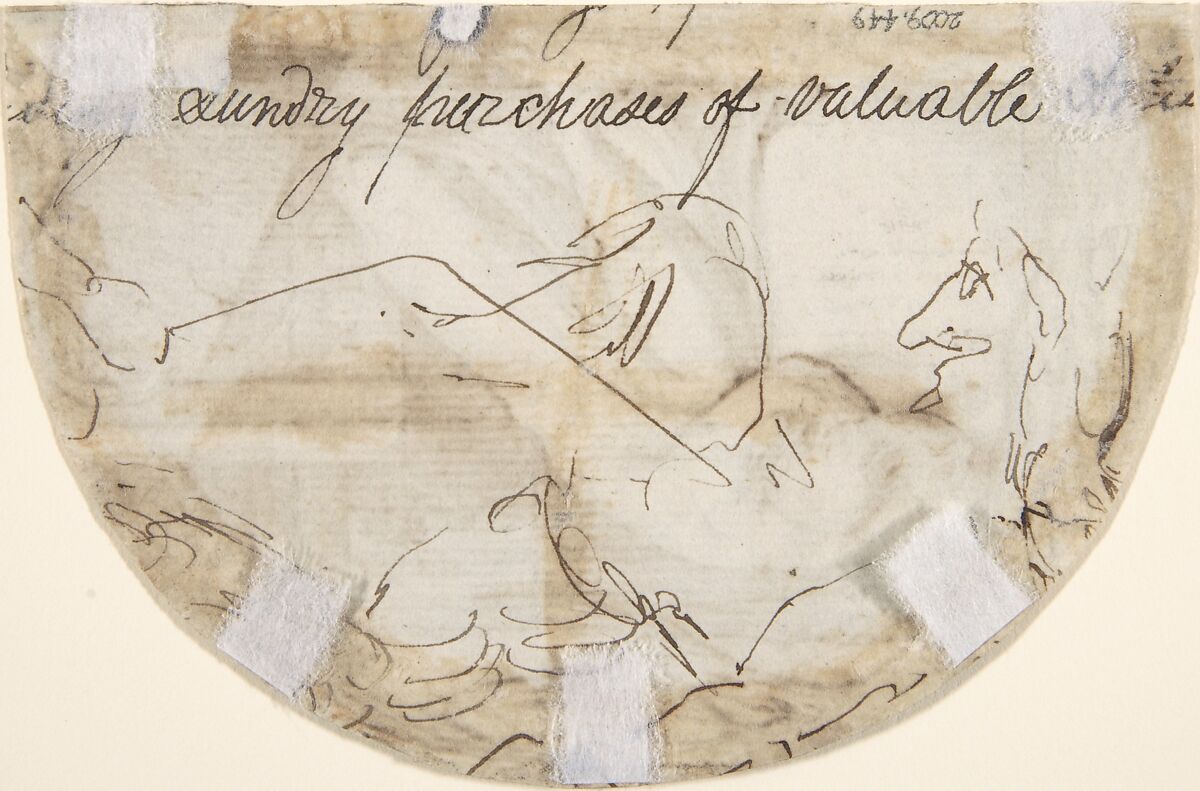 A figure weeping over a grave, George Richmond (British, Brompton 1809–1896 London), Pen and brown ink over graphite