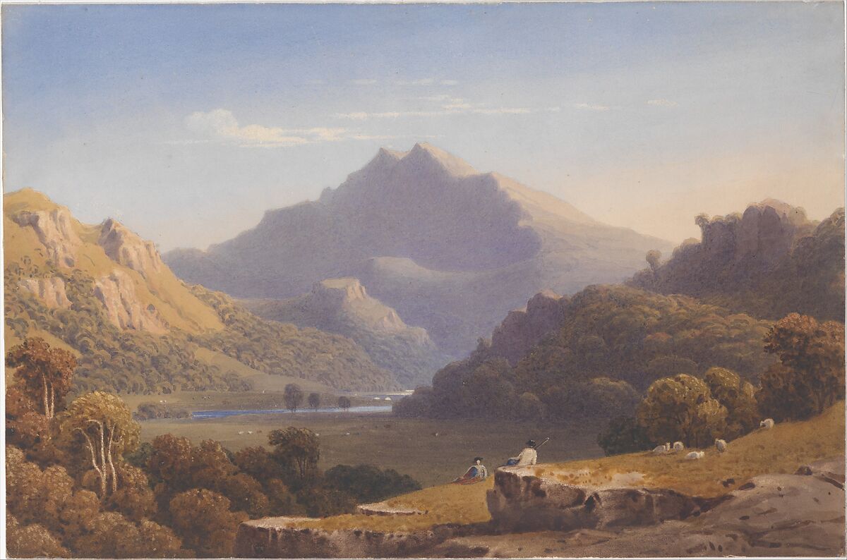 Snowdon from Llyn Nantlle, North Wales, George Fennel Robson (British, Durham 1788–1833 London), Graphite and watercolor with gum 