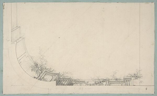 Partial design for a ceiling decorated with a trompe l'oeil balustrade