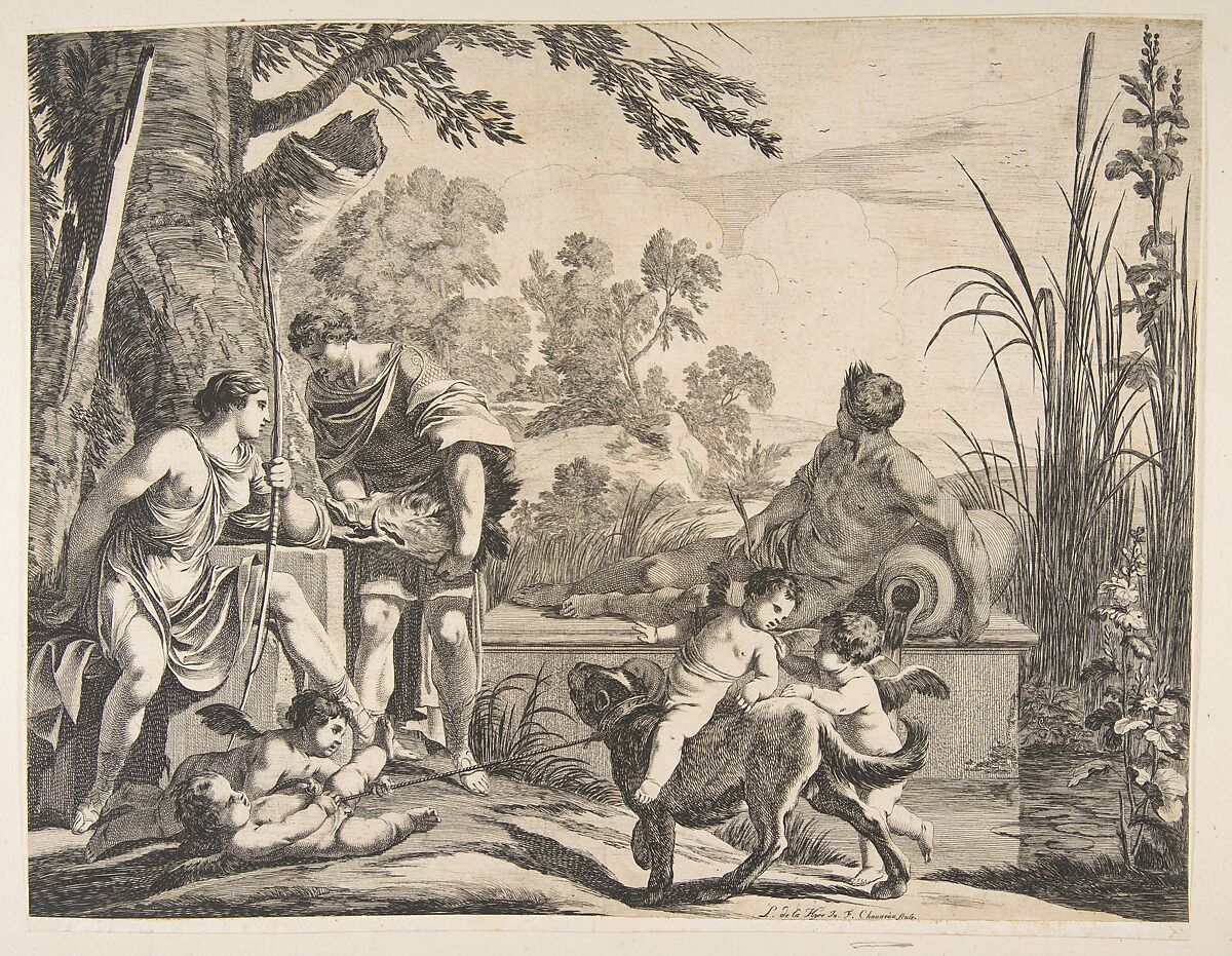 Meleager and Atalanta, François Chauveau (French, Paris 1613–1676 Paris), Etching 