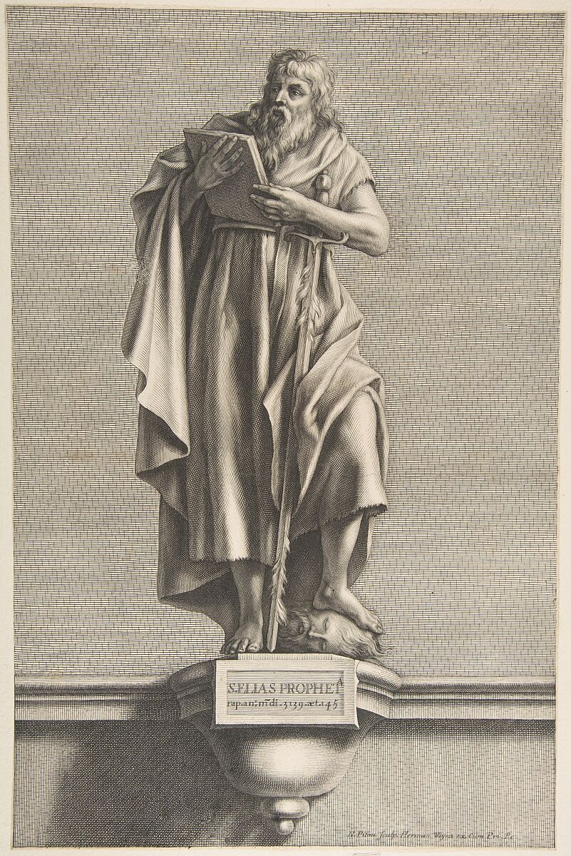 The Prophet Elias, Nicolas Pitau (French, Paris before 1670–1724), Engraving with etching 