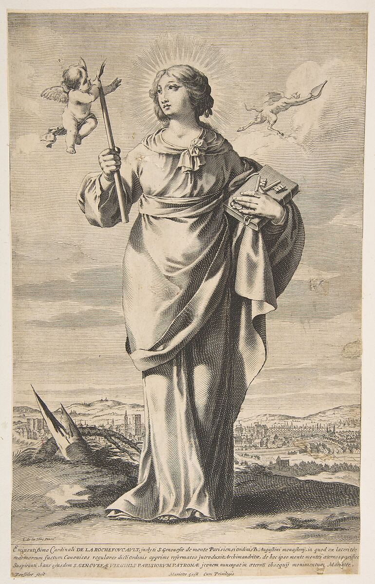 St. Genevieve, Gilles Rousselet (French, Paris 1614–1686 Paris), Engraving 