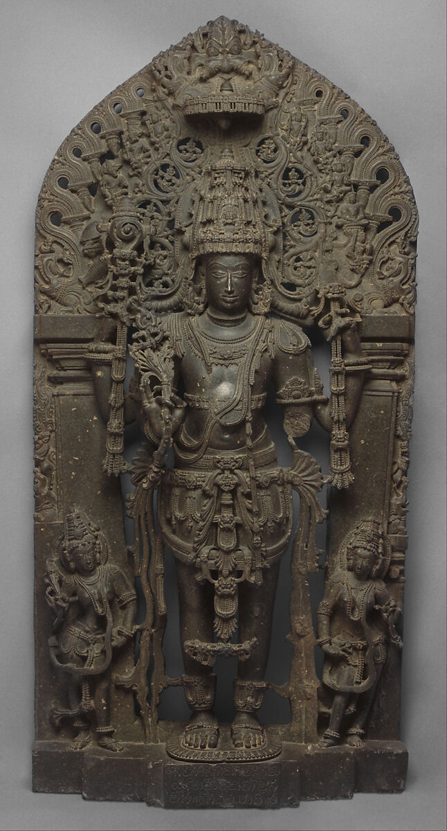 Standing Vishnu as Keshava, Dasoja of Balligrama, Stone, India (Karnataka, probably Belur) 