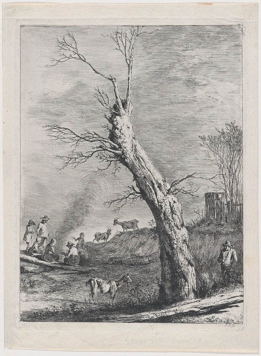 Winter, after a drawing completed in Saint-Chamond, Jean Jacques de Boissieu (French, Lyons 1736–1810 Lyons), Etching with drypoint and roulette; fourth state of four 