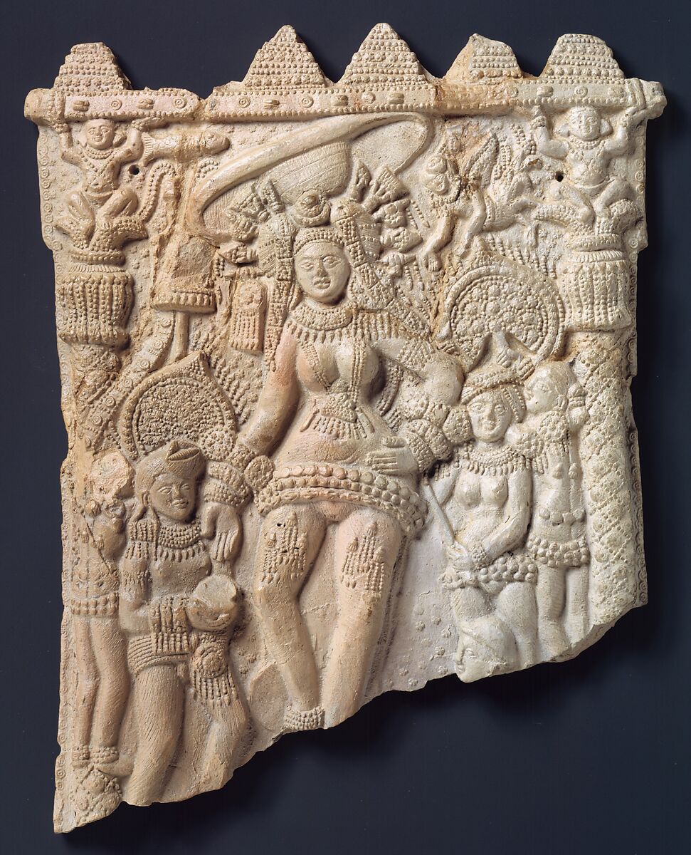 Goddess who bestows riches, probably Sri Lakshmi, Molded terracotta, India, Chandraketugarh, West Bengal