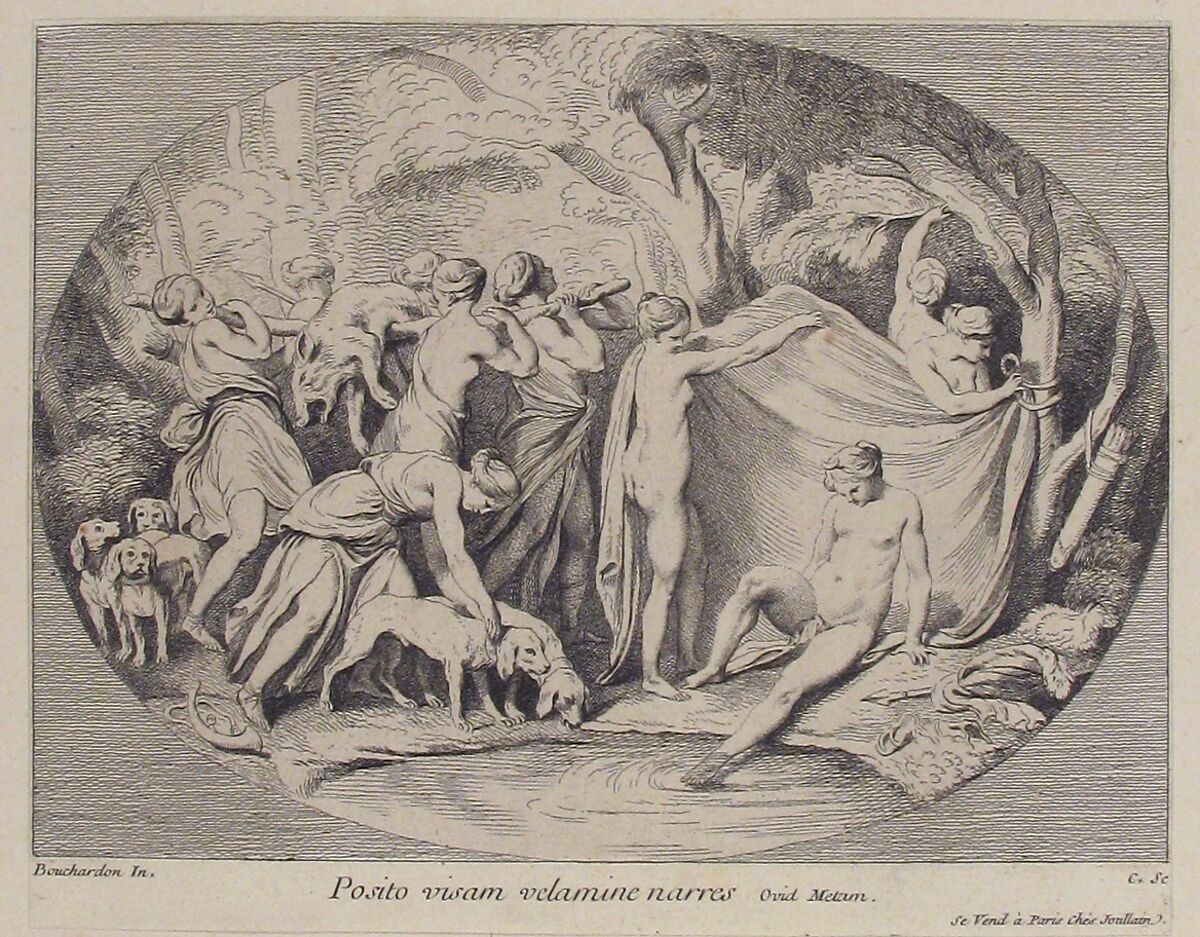 Diana at the Bath After Returning from the Hunt, Anne Claude Philippe de Tubières, comte de Caylus (French, Paris 1692–1765 Paris), Etching 