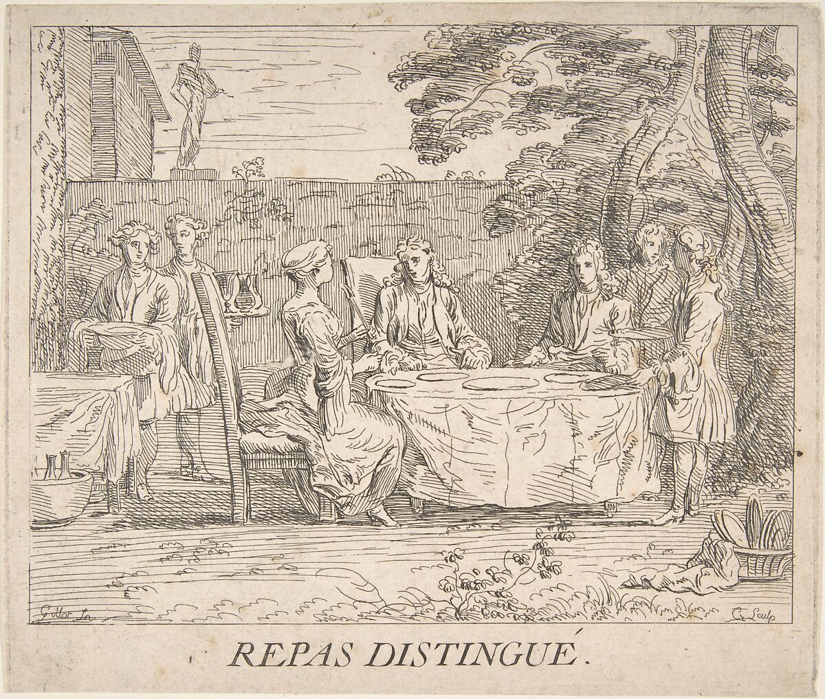 Distinguished Meal, Anne Claude Philippe de Tubières, comte de Caylus (French, Paris 1692–1765 Paris), Etching 
