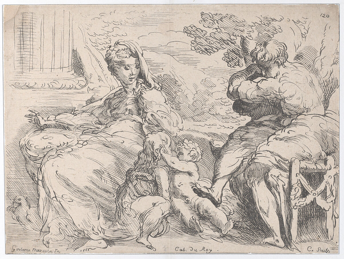 Holy Family with St. John the Baptist, Anne Claude Philippe de Tubières, comte de Caylus (French, Paris 1692–1765 Paris), Etching 