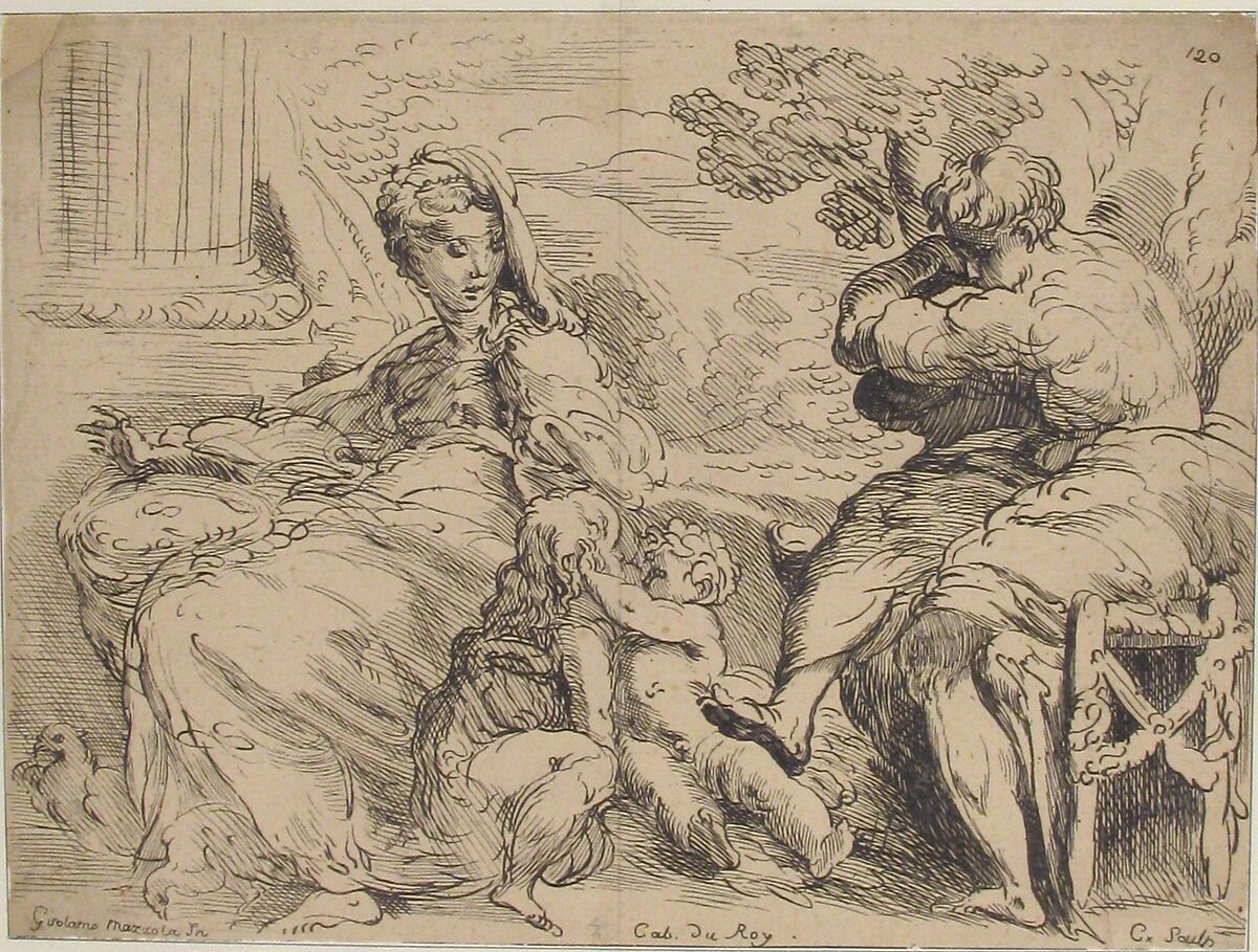Holy Family with St. John the Baptist, Anne Claude Philippe de Tubières, comte de Caylus (French, Paris 1692–1765 Paris), Etching