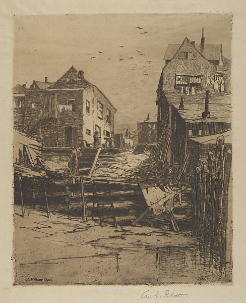 A Corner of Portland, Charles Adams Platt (American, New York 1861–1933), Etching; first state 