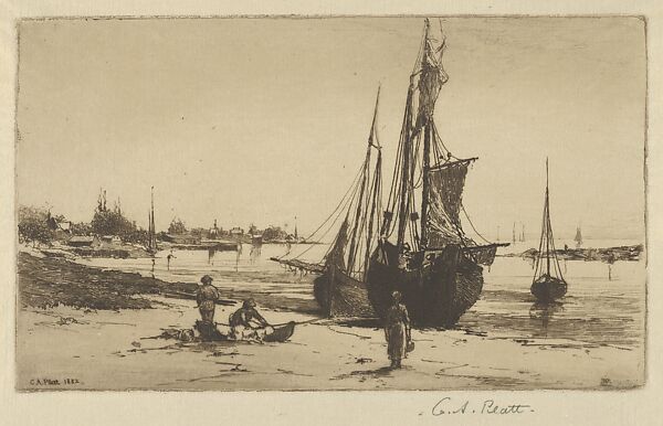 Boats at Low Tide, Charles Adams Platt (American, New York 1861–1933), Etching; published state 